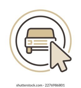 Mouse Cursor on Car Sharing App Button vector concept colored icon or design element