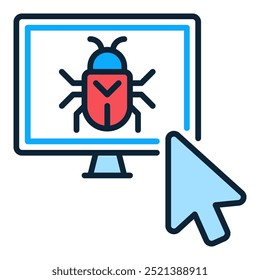 Mouse Cursor on Computer Virus vector concept colored icon or design element