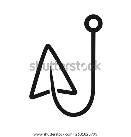 Mouse cursor on a fishing hook for clickbait or phishing concept outline vector