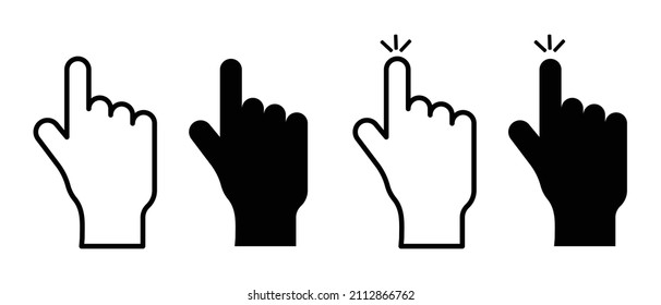 Mouse cursor on index finger. Finger pointing. Vector.