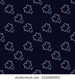 Mouse Cursor on Jigsaw Puzzle vector concept outline seamless pattern