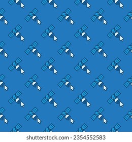 Mouse Cursor on Satellite vector concept blue seamless pattern