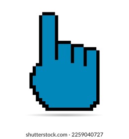 Mouse cursor pixel shadow icon, web click symbol, computer pointer vector illustration .