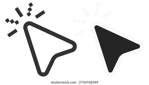 Icono gráfico de la interfaz del contorno del Vector del Hacer clic del puntero del ratón sobre fondo transparente
