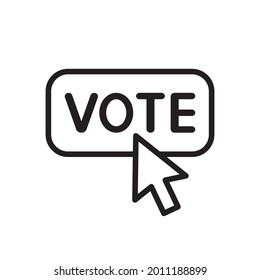 Mouse cursor pressing vote button icon, Polling sign, Voting election concept, Pictogram flat design vector illustration