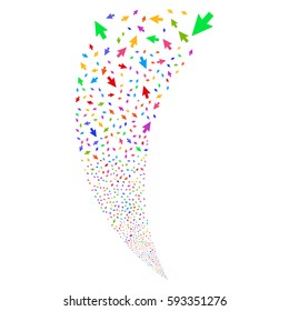 Mouse Cursor random fireworks stream. Vector illustration style is flat bright multicolored iconic symbols on a white background. Object fountain organized from scattered pictograms.