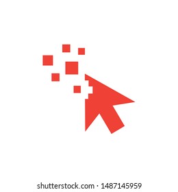 Mouse Cursor Red Icon On White Background. Red Flat Style Vector Illustration.
