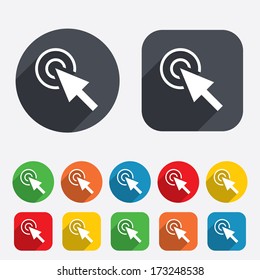 Mouse cursor sign icon. Pointer symbol. Circles and rounded squares 12 buttons. Vector