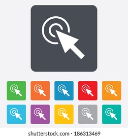 Mouse cursor sign icon. Pointer symbol. Rounded squares 11 buttons. Vector