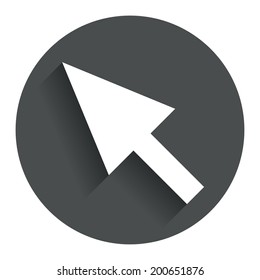 Mouse cursor sign icon. Pointer symbol. Circle flat button with shadow. Modern UI website navigation. Vector