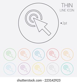 Mouse cursor sign icon. Pointer symbol. Thin line circle web icons with outline. Vector