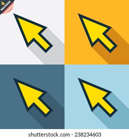 Mouse cursor sign icon. Pointer symbol. Four squares. Colored Flat design buttons. Vector