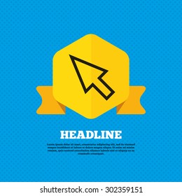 Mouse cursor sign icon. Pointer symbol. Yellow label tag. Circles seamless pattern on back. Vector