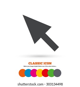 Mouse cursor sign icon. Pointer symbol. Classic flat icon. Colored circles. Vector