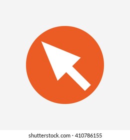 Mouse cursor sign icon. Pointer symbol. Orange circle button with icon. Vector