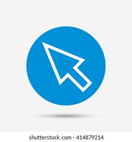 Mouse cursor sign icon. Pointer symbol. Blue circle button with icon. Vector