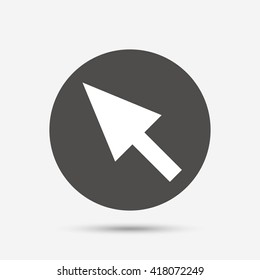 Mouse cursor sign icon. Pointer symbol. Gray circle button with icon. Vector