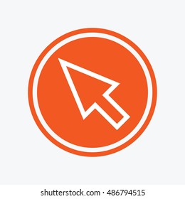 Mouse cursor sign icon. Pointer symbol. Graphic design element. Flat pointer symbol on the round button. Vector
