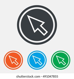 Mouse cursor sign icon. Pointer symbol. Graphic design web element. Flat pointer symbol on the round button. Vector