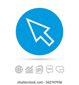 Mouse cursor sign icon. Pointer symbol. Copy files, chat speech bubble and chart web icons. Vector