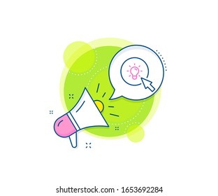 Mouse cursor sign. Megaphone promotion complex icon. Idea lamp line icon. Light bulb symbol. Business marketing banner. Energy sign. Vector