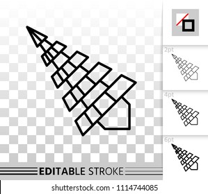 Mouse Cursor thin line icon. Outline web sign of arrow. Click linear pictogram with different stroke width. Simple vector symbol, transparent background. Mouse Cursor editable stroke icon without fill