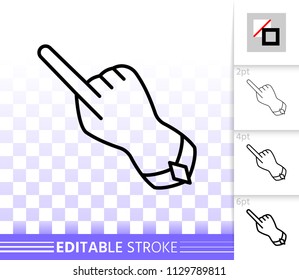 Mouse Cursor thin line icon. Outline web sign of arrow. Click linear pictogram with different stroke width. Simple vector symbol, transparent background. Mouse Cursor editable stroke icon without fill