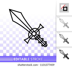 Mouse cursor thin line icon. Outline web sign of arrow. Click linear pictogram with different stroke width. Simple vector symbol, transparent background. Mouse cursor editable stroke icon without fill