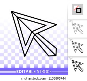 Mouse Cursor thin line icon. Outline web sign of arrow. Click linear pictogram with different stroke width. Simple vector symbol, transparent background. Mouse Cursor editable stroke icon without fill
