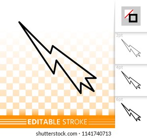 Mouse Cursor thin line icon. Outline web sign of arrow. Click linear pictogram with different stroke width. Simple vector symbol, transparent background. Mouse Cursor editable stroke icon without fill