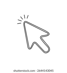 Ícone de vetor de cursor do mouse, clique em ponteiro, ponteiro do mouse. Design plano. Vetor. Ilustração. Ícone de cursor com traçado editável.