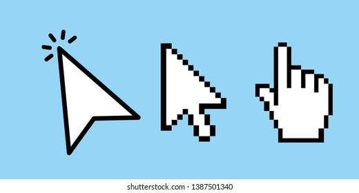 Mouse cursor vector icons set.