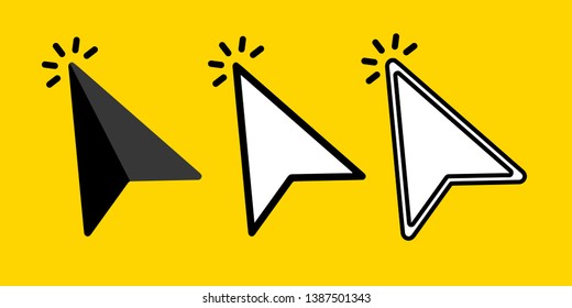 Mouse cursor vector icons set.