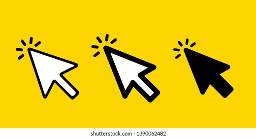 Mouse cursor vector icons set.