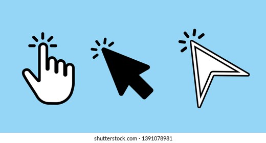 Mouse cursor vector icons set.