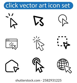 Mouse Cursors and Pointers icon set vector art illustration on white background use for web, app, logo design.