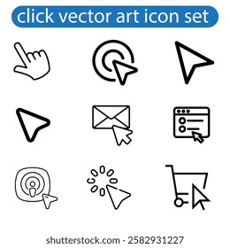 Mouse Cursors and Pointers icon set vector art illustration on white background use for web, app, logo design.