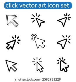 Mouse Cursors and Pointers icon set vector art illustration on white background use for web, app, logo design.