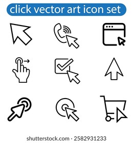 Mouse Cursors and Pointers icon set vector art illustration on white background use for web, app, logo design.