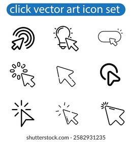 Mouse Cursors and Pointers icon set vector art illustration on white background use for web, app, logo design.