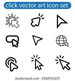 Mouse Cursors and Pointers icon set vector art illustration on white background use for web, app, logo design.