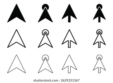 Mouse Cursors and Pointers icon set. solid and outline icon set.