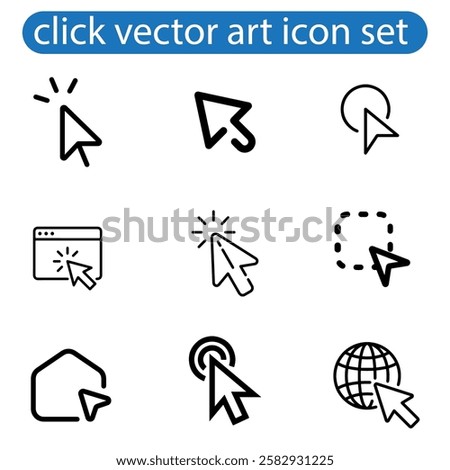 Mouse Cursors and Pointers icon set vector art illustration on white background use for web, app, logo design.