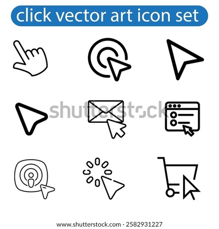 Mouse Cursors and Pointers icon set vector art illustration on white background use for web, app, logo design.