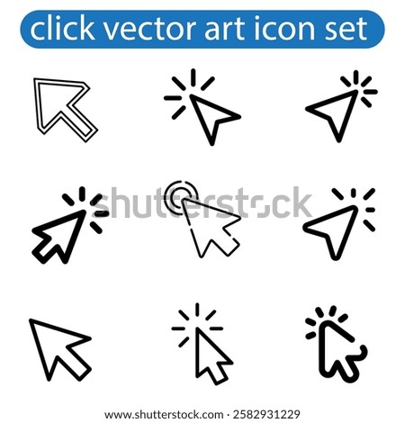 Mouse Cursors and Pointers icon set vector art illustration on white background use for web, app, logo design.