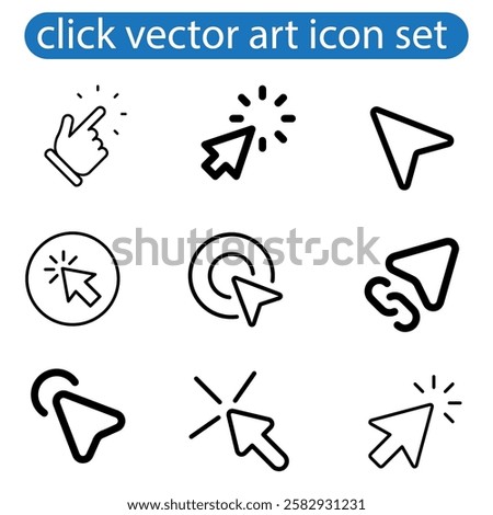 Mouse Cursors and Pointers icon set vector art illustration on white background use for web, app, logo design.