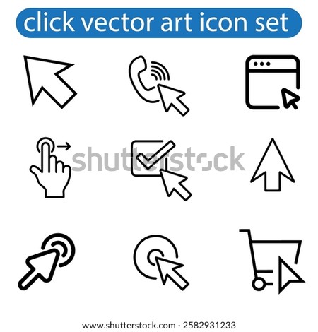 Mouse Cursors and Pointers icon set vector art illustration on white background use for web, app, logo design.