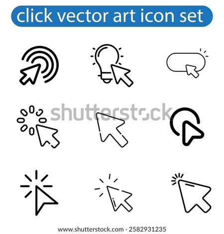 Mouse Cursors and Pointers icon set vector art illustration on white background use for web, app, logo design.