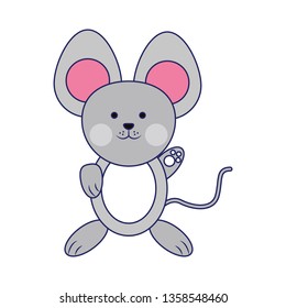 Mouse cute animal blue lines