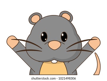 mouse cute animal with hands up